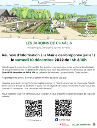 Réunion d’Information – Jardin de Chaâlis – Samedi 10 décembre – 14h – Mairie Réunion d'Information - Jardin de Chaâlis - Samedi 10 décembre - 14h - Mairie