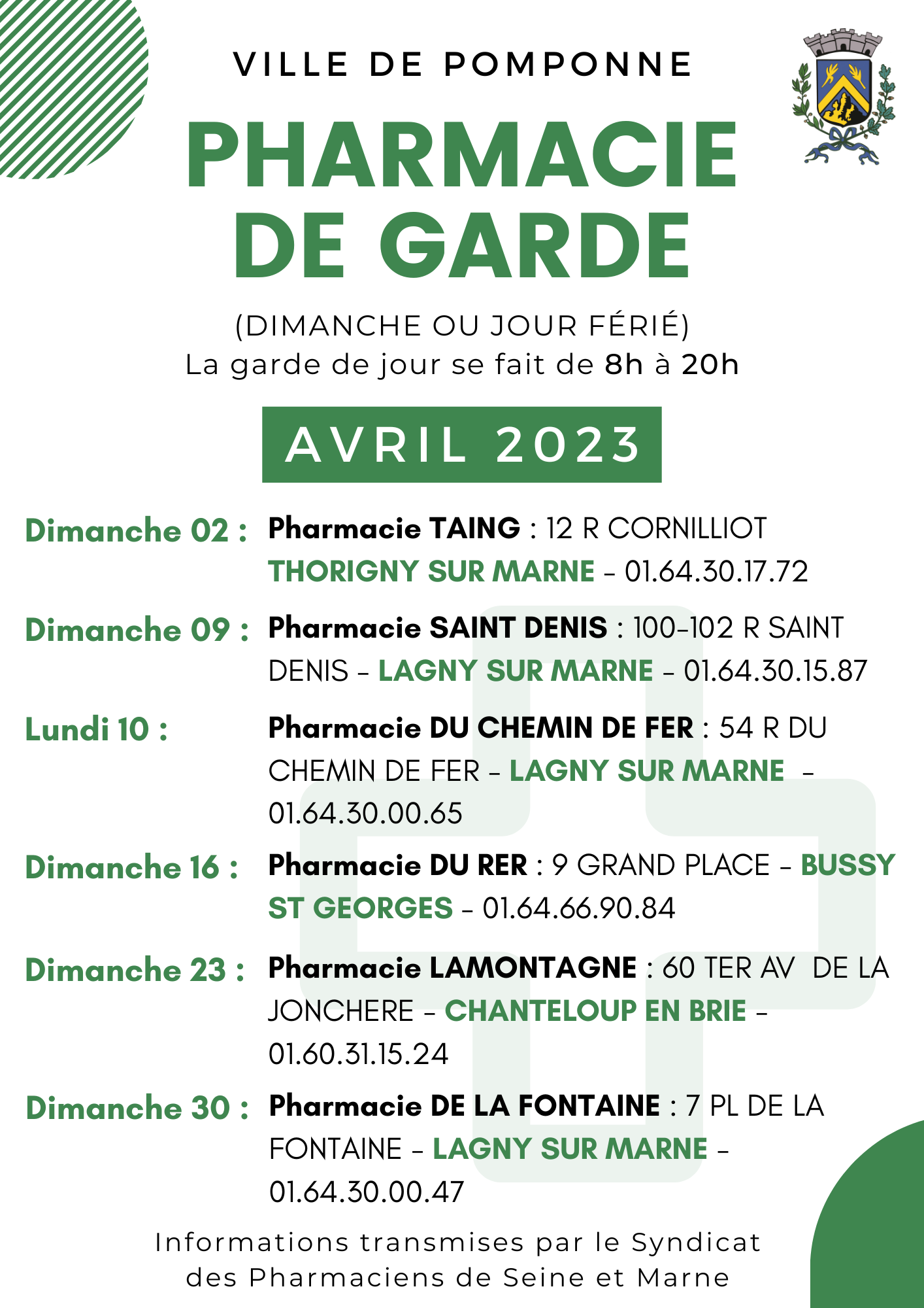 Pharmacie garde avril