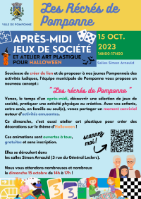 Après-midi jeux de société et Atelier art plastique pour Halloween Après-midi jeux de société et Atelier art plastique pour Halloween