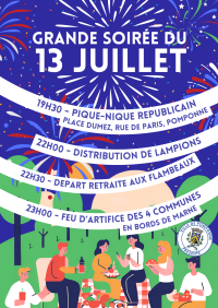 Grande soirée du 13 juillet – Fête nationale ! Grande soirée du 13 juillet - Fête nationale !