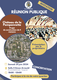 Réunion Publique – Le Château de la Pomponnette – Samedi 29 juin 2024 Réunion Publique - Le Château de la Pomponnette - Samedi 29 juin 2024